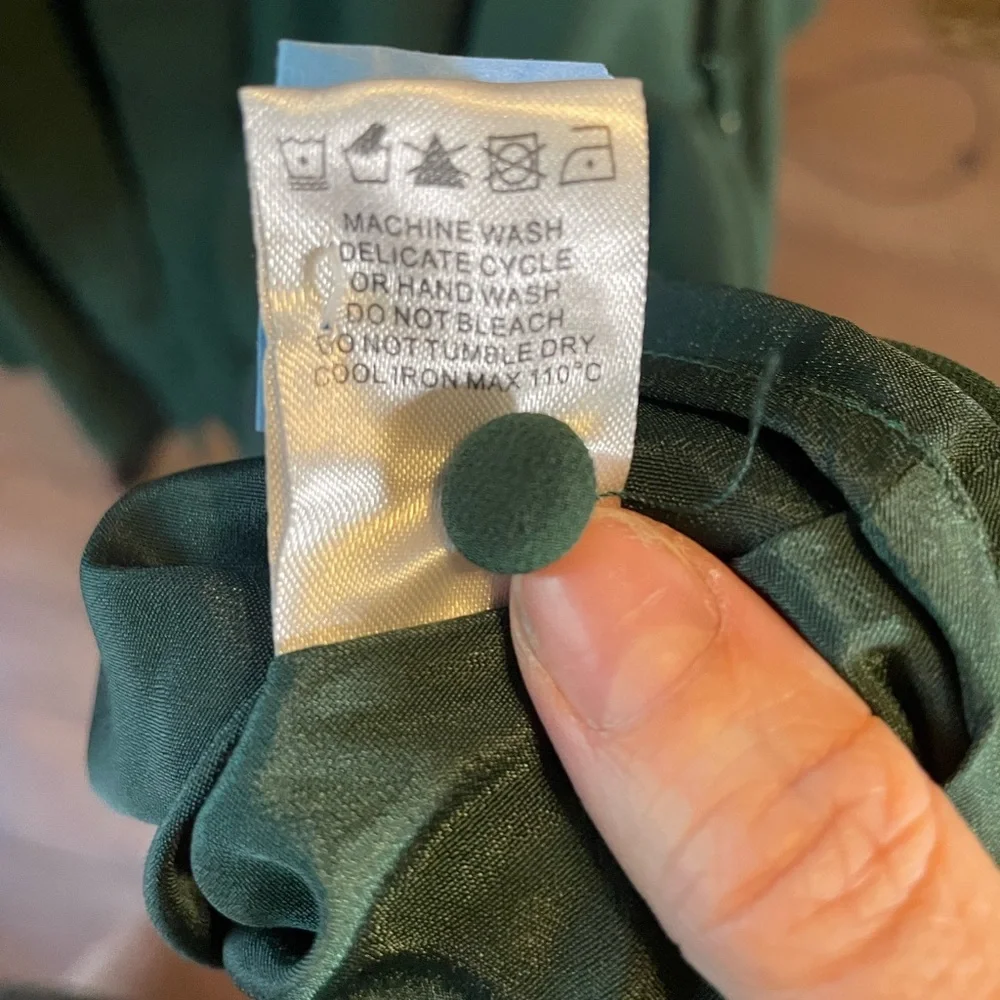 Abbey Glass forest green A Line Fit & Flare Dress long textured neck tie XS $300 - Picture 4 of 6